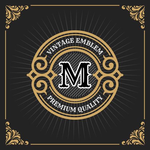 Vintage Luxury Banner Template Design for Label, Frame, Product Tags. Retro Emblem Design. Vector illustration