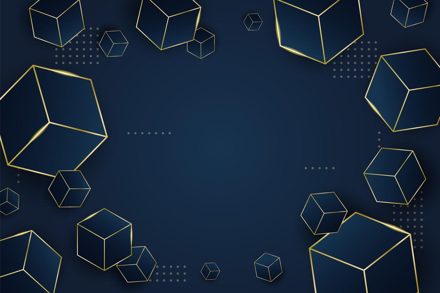 Abstract flying blue box on dark blue background. Vector illustration