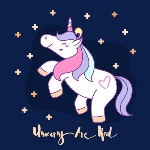 Poco diseño divertido del ejemplo del personaje de dibujos animados del unicornio Ilustración vectorial vector