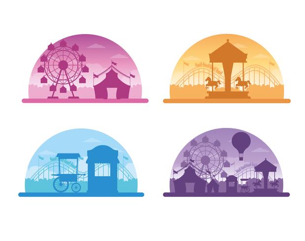 Circus festival fair silhouette scenery vector