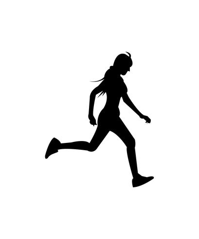 Girl running silhouette on white vector
