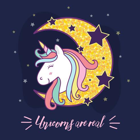 Diseño lindo del ejemplo del personaje de dibujos animados del unicornio Ilustración vectorial vector