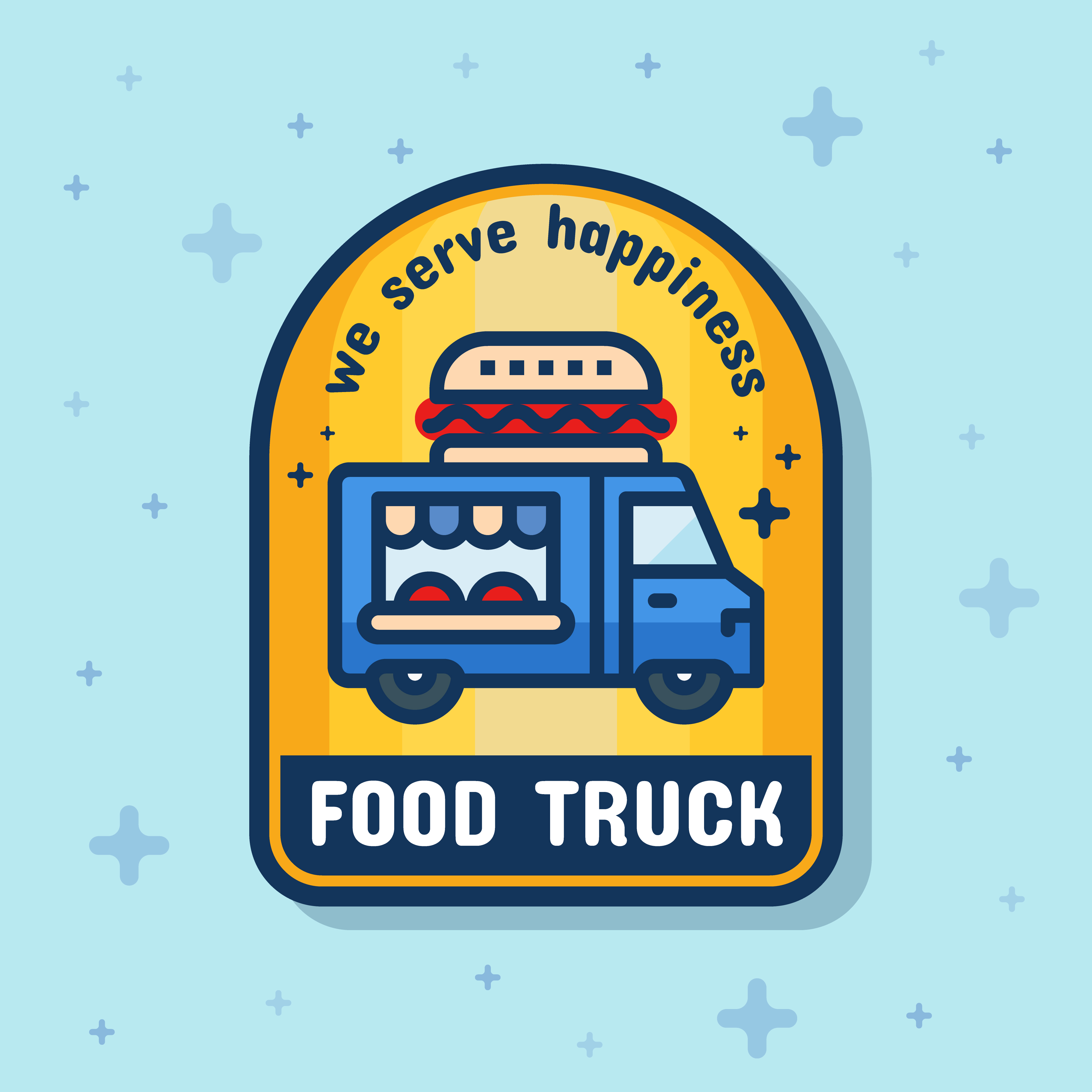 Food truck service badge banner. Vector illustration 658497 Vector Art