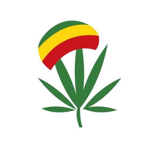 Hoja de cannabis con sombrero rasta. vector