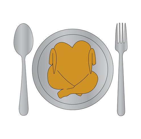 Chicken on a plate on white vector