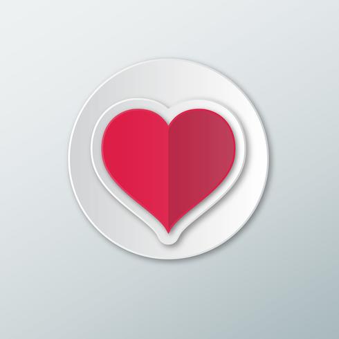 Red heart on a white circle vector