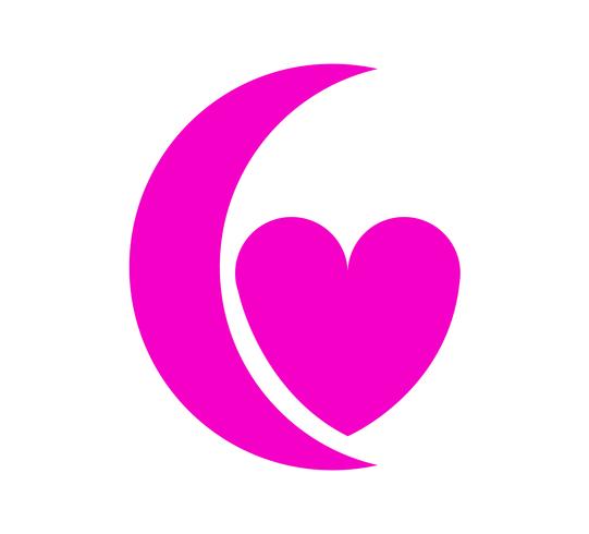 Citas con el logo del corazón de la luna vector