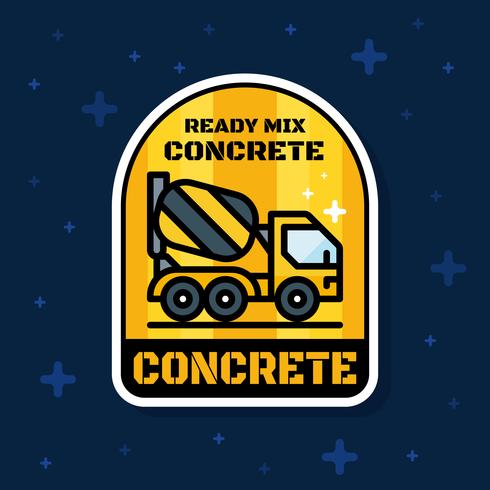 Ready mix concrete loader truck badge banner. Vector illustration