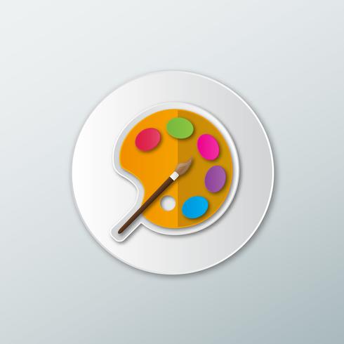 Paleta de iconos con pincel vector