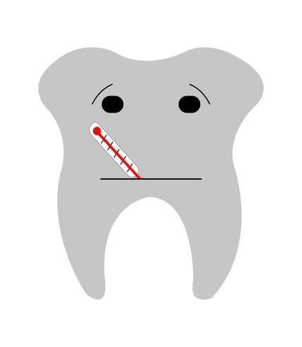 tooth with thermometer in mouth vector