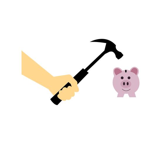 Piggy bank hammer vector