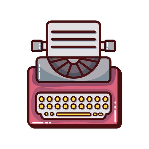 retro typewriter equipment with business document vector