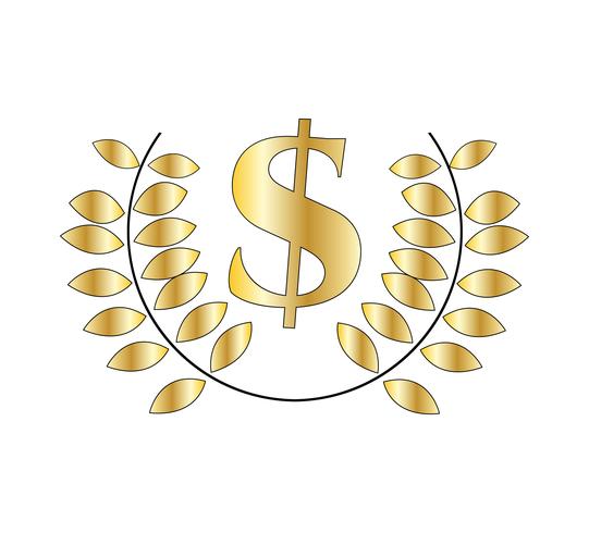 Signo de dólar y laurel vector