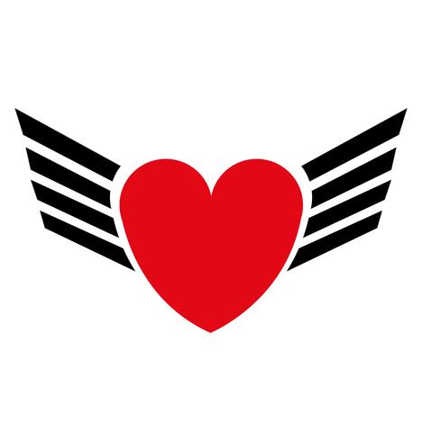 Red heart with wings vector