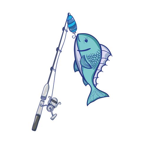 spincash reel catch the fish food vector