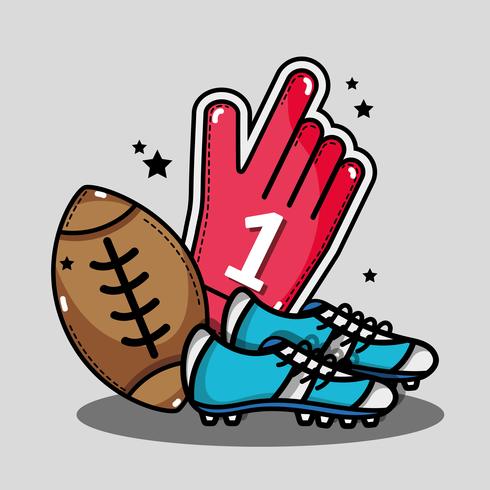 american football glove with cleats and ball vector