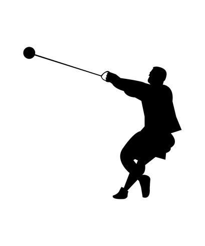 Hammer throwing black silhouette vector