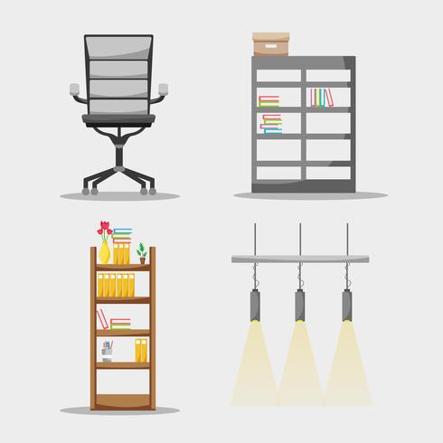 set office flat accessory to work vector