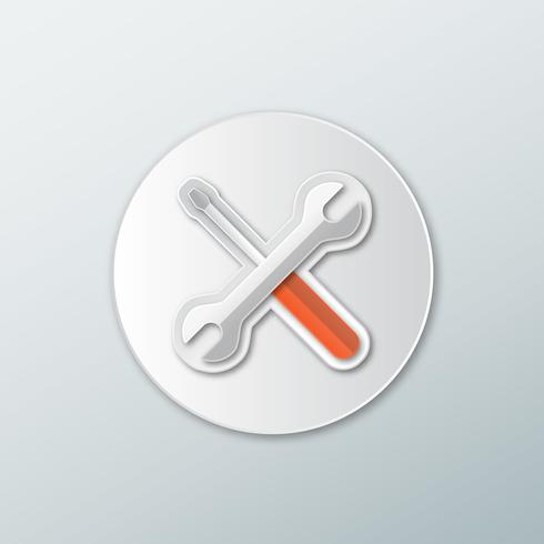 Icon with the tool in a flat style with shadow on a white background vector