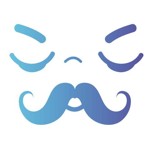 line kawaii cute tender face with mustache vector