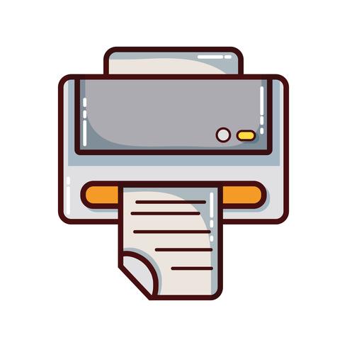 printer machine technology with business document vector