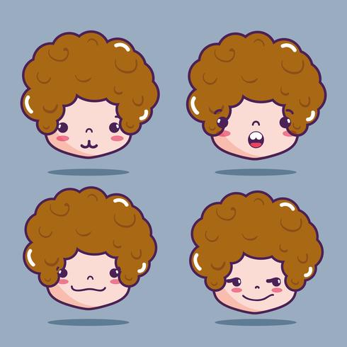 niño con mensaje de caras de emoción vector