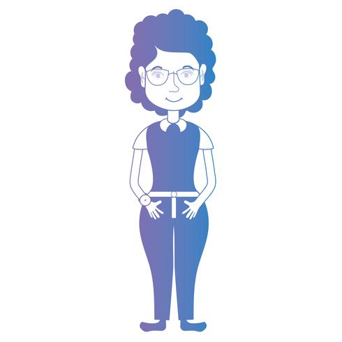 Línea avatar mujer con peinado y ropa. vector