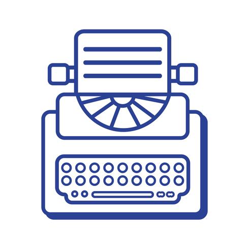 line retro typewriter equipment with business document vector