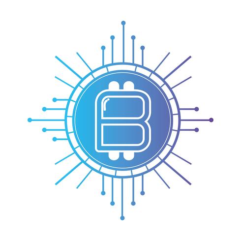 line bitcoin cryptocurrency electronic and virtual money vector
