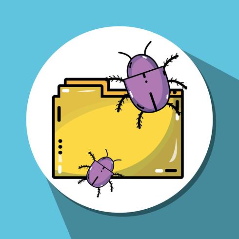 documents information with dangerous cyber virus vector