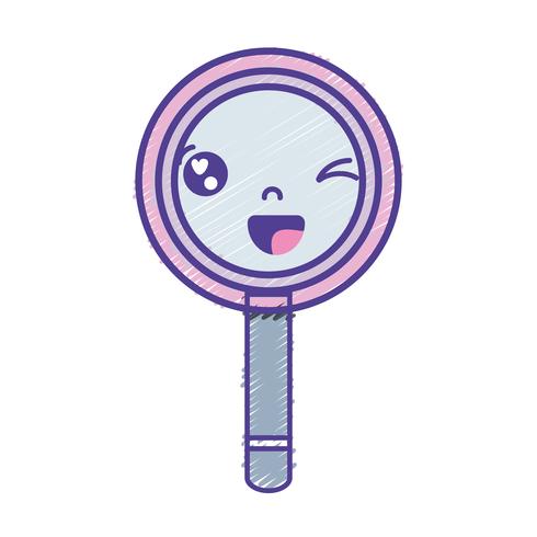 kawaii cute funny magnifying glass vector