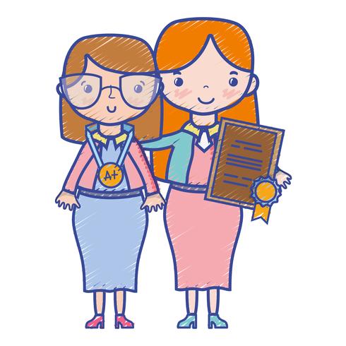 teacher with student to class education lesson vector