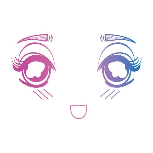 line anime girl face expression vector