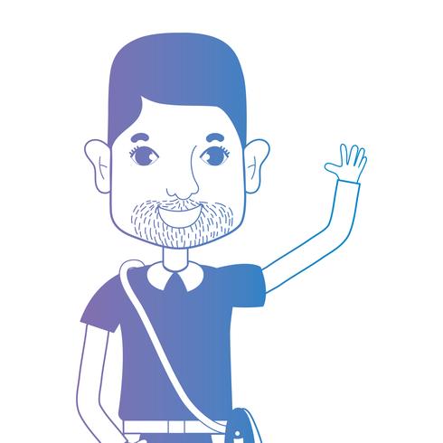 Línea avatar hombre con peinado y camiseta. vector