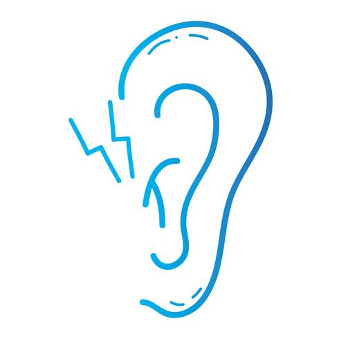 line ear with otitis sickness infection and inflammation vector