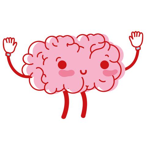 kawaii lindo cerebro feliz con brazos y piernas vector