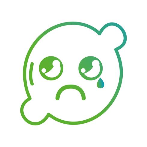 line kawaii cute crying lemon fruit vector