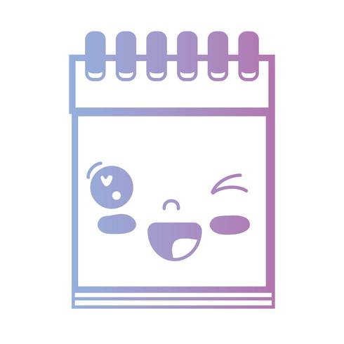 line kawaii cute funny notebook tool vector