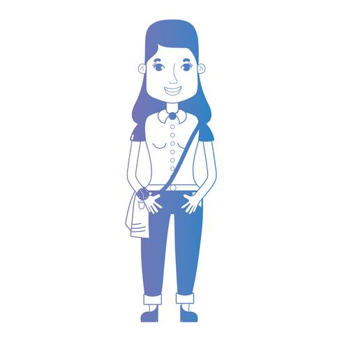 Línea avatar mujer con peinado y ropa. vector