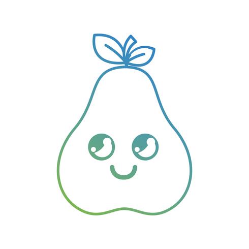 line kawaii cute happy pear fruit vector