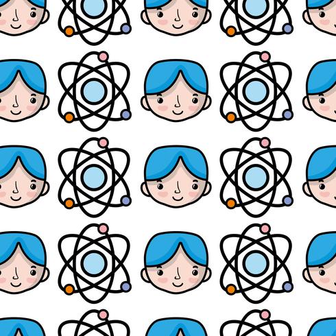 physics orbit atom with boy student background vector