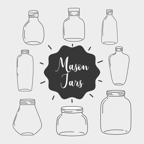 set jar mason glass with different shapes vector