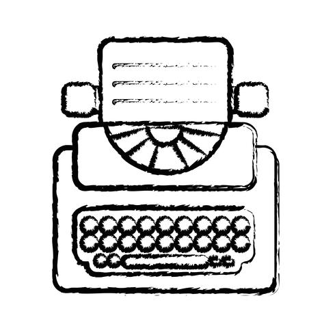 figure retro typewriter equipment with business document vector