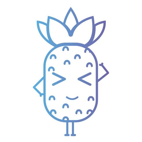 line kawaii cute happy pineapple fruit vector
