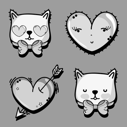 set fashion cute patch decoration design vector