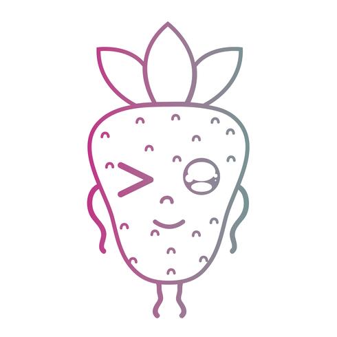 line kawaii cute happy strwberry fruit vector