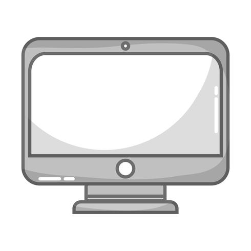 grayscale monitor screen technology with electronic equipment vector