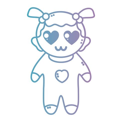 line nice baby girl with pijama and hairstyle vector