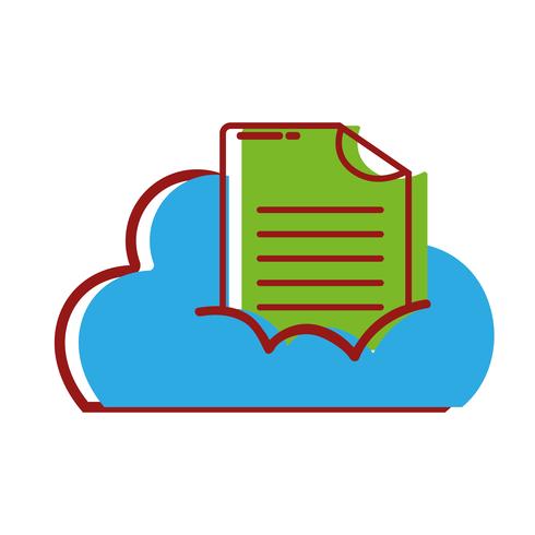 Datos en la nube con información de documentos digitales. vector