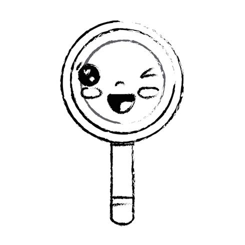 figure kawaii cute funny magnifying glass vector